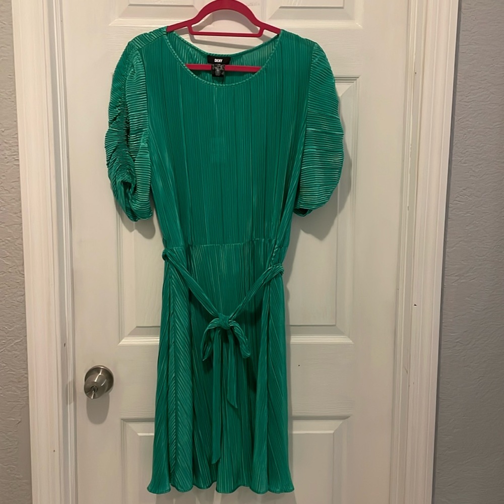 DKNY Pleated Green Dress